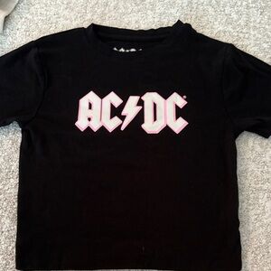 AC/DC Kids Tee in Black with Pink Logo